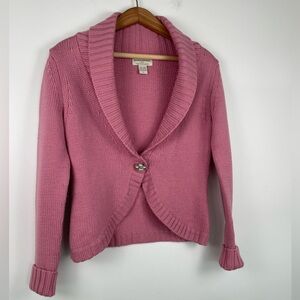 Banana Republic Pink Merino Wool Cropped Cardigan Coquette Preppy Sweater Spring